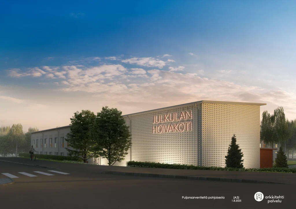 julkulan hoivakoti illalla kuvattuna ulkoa